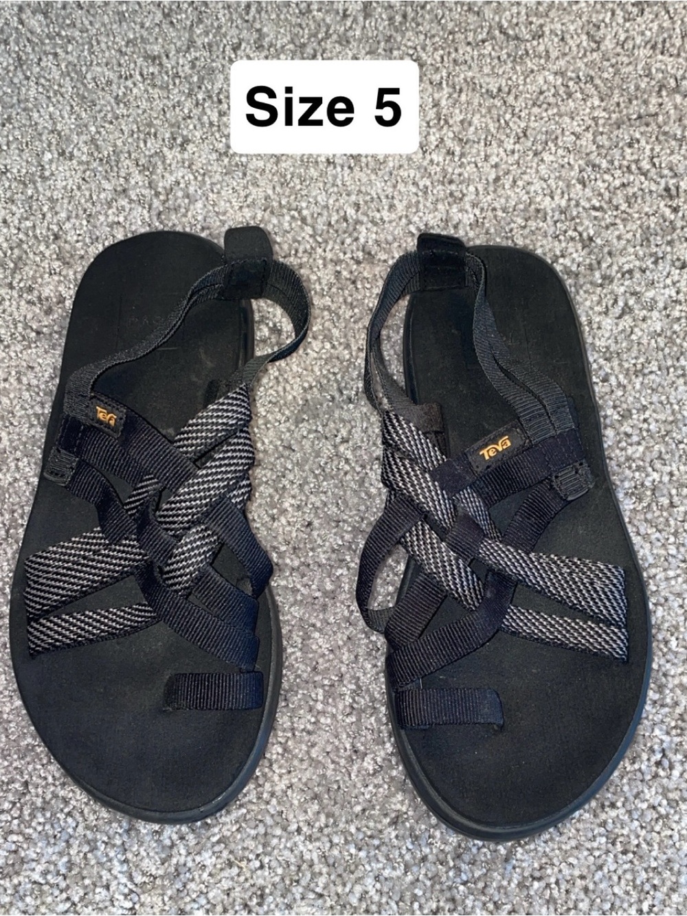 Teva Black and Gray Strappy Sandals
